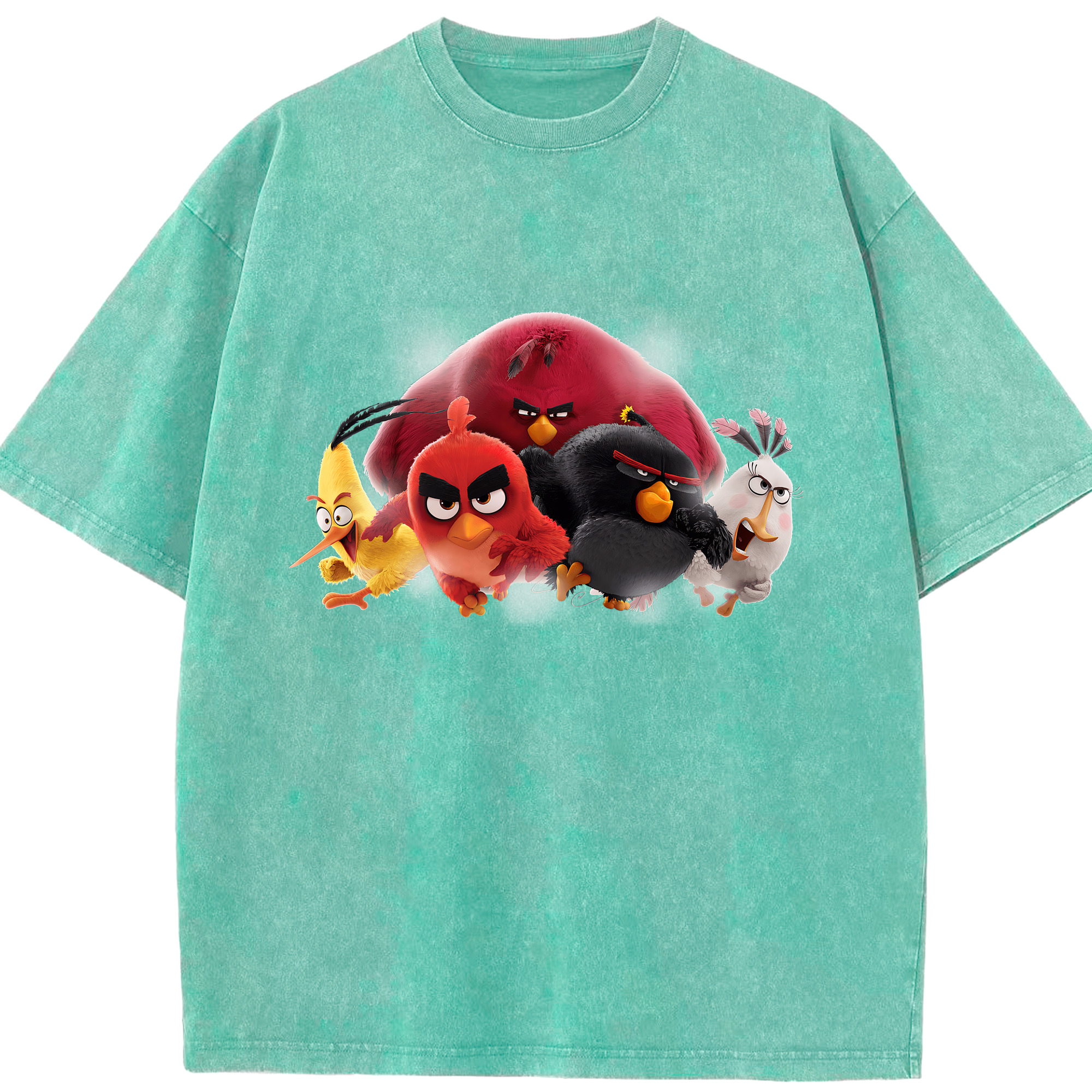 （画像用） Angry Birds アングリーバード 綿100% ヴィンテージ風 半袖Tシャツ（フロントプリント）